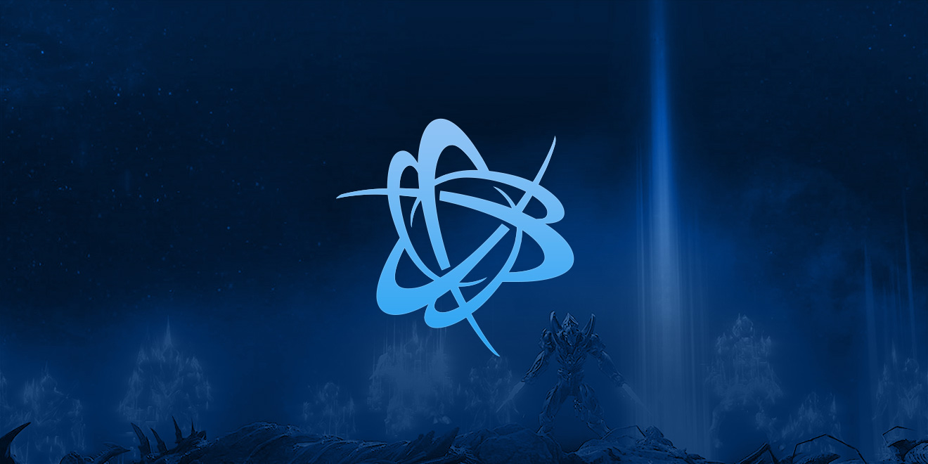 Battle.net logo on a StarCraft-themed background