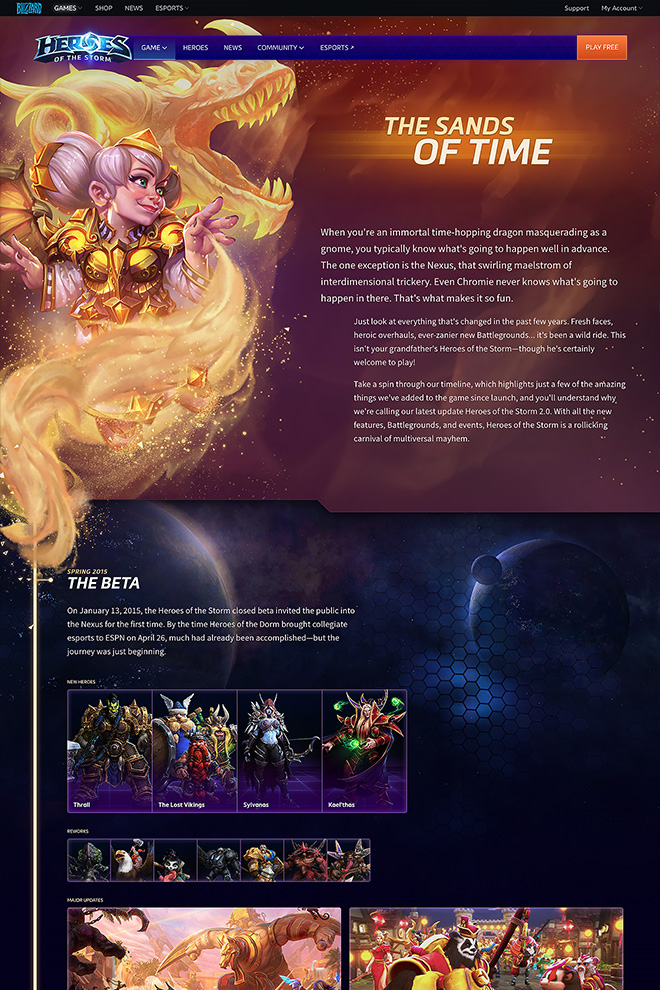 Timeline of Heroes of the Storm's history, featuring Chromie