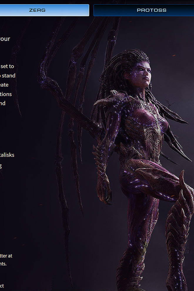 Kerrigan leading a zerg swarm